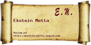 Ekstein Metta névjegykártya